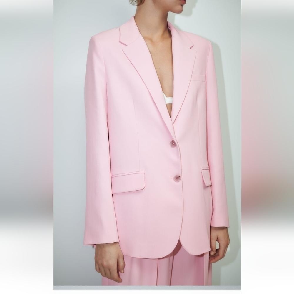 NWT ZARA straight cut blazer Pink  M - Picture 5 of 15